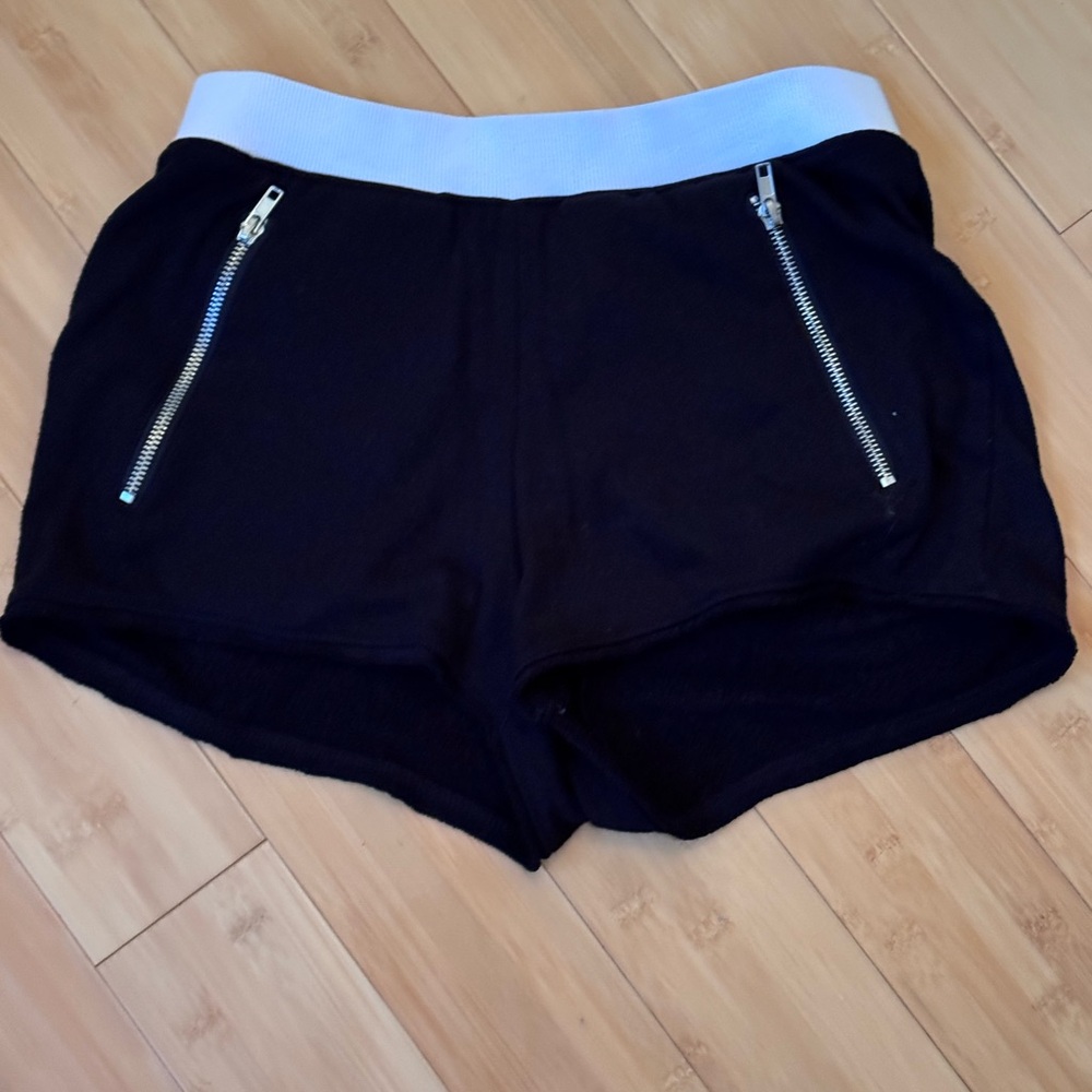 Forever 21 Black Athletic Shorts with White Waistband